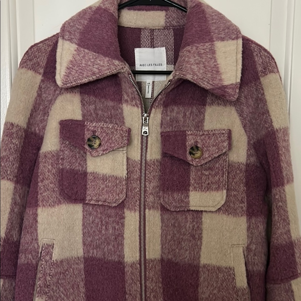Avec Les Filles Pink and Cream Jacket Cozy Style